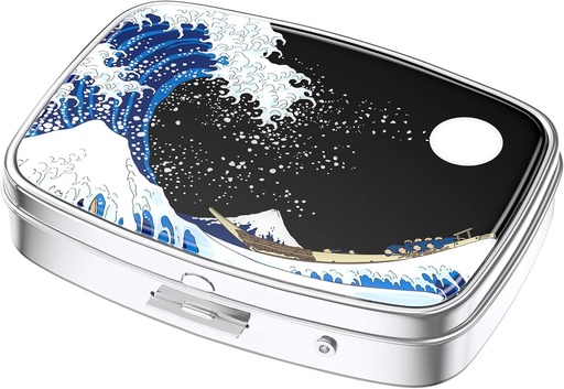 [BRSRMYAFCMBG2E3U] Nipichsha Pill Box, Küçük Pill Case for Purse & Pocket, Cute Travel Medicine Organizer, Portatif Tıp Konteynerleri Vitaminleri, İlaçları, Fish Oil & Supplements, Japonca Wave