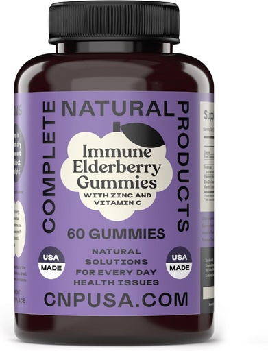 [BRSRMFAKPN6AAFL7] Elderberry Gummies - 60 Count Natural with Zinc, Vitamin C, & Elderberry (Sambucas)