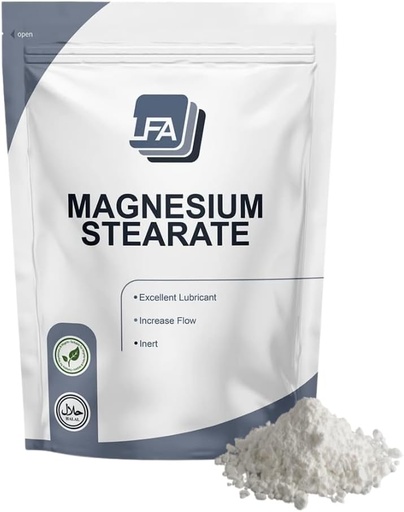 [BRSWGEI2C4PR433J] Magnesium Stearate Powder - Dry Lubricant - 1kg (2.2 lb) Anti-Sticking & Flowing Agent for Tablet Press Machine Pill & Capsule Mix - Halal - Kosher - Vegan