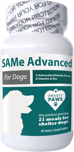 [BRSRMY37BUDRQ3Q7] Project Paws Same for Dogs - Liver Support for Dogs with Vitamin B - Cognitive Dog Supplement - S Adenosyl Methionine for Dogs - 60 ct.