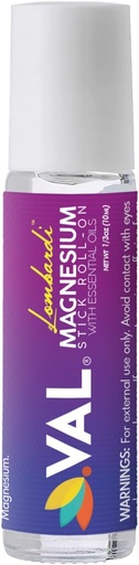 [BRSRAYYKBZ6B6A35] VAL Lombardi Magnesium Stick Rollon with Peppermint & Other Essential Oils - Cooling Comfort for Your Head. Metal Roller. Made in The USA. 10 ml.