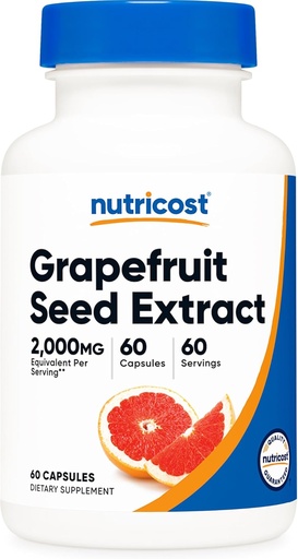 [BRSWYCQQAACA2CAU] Nutricost Greipfrutų sėklų ekstraktas 2 000 mg, 60 vegetariškų kapsulių - Gluten Free, Non-GMO