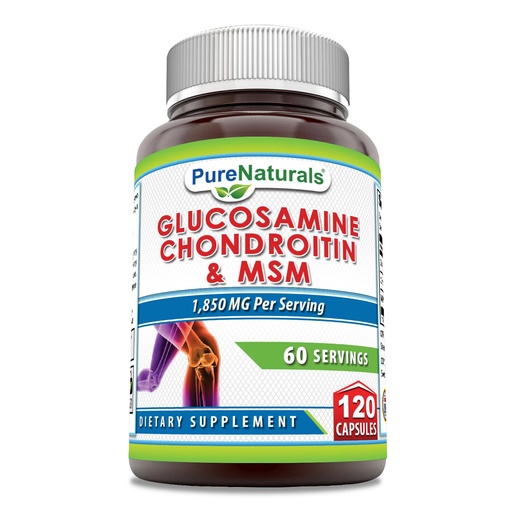 [BRSRAYIYCR5BSCDF] Pure Naturals Glucosamine Chondroitin & MSM Supplement | 1850 Mg per Serving | 120 Capsules | Non-GMO | Gluten-Free | Made in USA