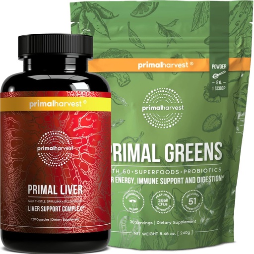 [BRSRO2Y3CAHGKCTG] Primal Harvest Liver &amp; Greens Powder Suplementos para Mujeres y Hombres, Bundle