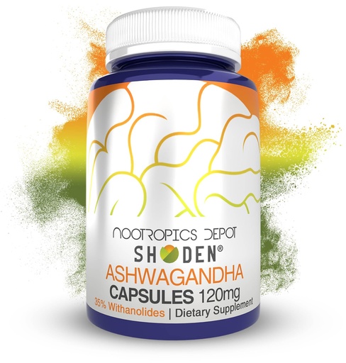 [BRSWYZ36BAJWC23B] Nootropics Depot Shoden Ashwagandha Extract Capsules | 120mg | 90 Count | 35% Withanolides