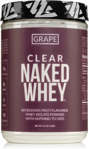 [BRSRMEIEOAAQI33L] NAKED odżywianie Clear Naked Whey Isolate Protein Powder, Grape Flavor, Iso Protein Powder, No Gmos Or Artificial Sweeteners, Gluten- Free, Soy- Free 28 Sługi