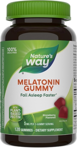 [BRSW2ZYTBZYWMCY2] Nature's Way Adult Melatonin Gummies, Supports Restful Sleep*, Fall Asleep Faster*, Strawberry Flavored, 5 mg Melatonin Gummies per 2-Gummy Serving, 120 Count