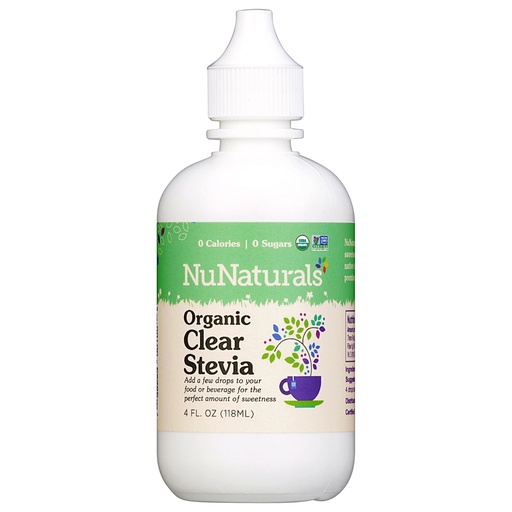 [BRSWY2T7AQBQIELF] NuNaturals Organic Clear Extract Stevia, Plant-Based Sweetener, Plastic Bottle, 4 oz