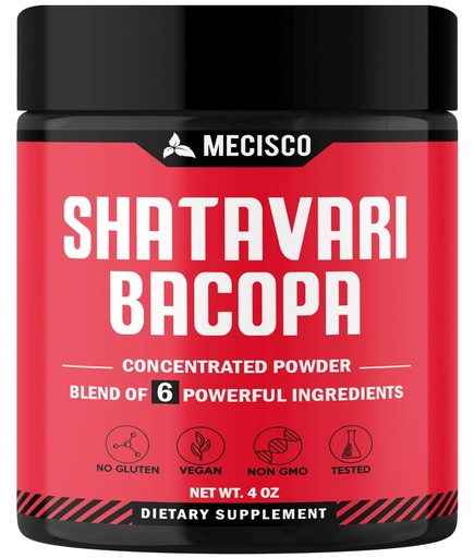 [BRSRMY35DENWMCI4] Mecisco 6in1 Shatavari Powder Organic - Blended with Shatavari Root, Bacopa Monnieri, Ashwagandha Root, Vitex Berry, Fenugreek & Black Pepper