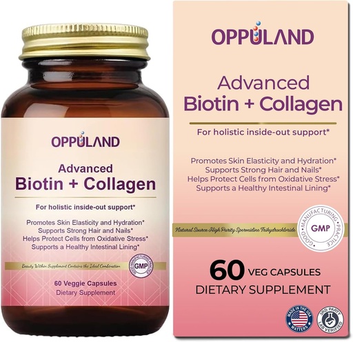 [BRSRAZTQPJ4AKHLD] Biotin and Collagen Supplements-Biotin 5000 mcg + Collagen for Women-Supports Strong Hair,Nails & Healthy Skin-60 Veggie Capsules