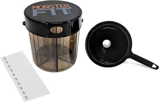 [BRSW2HY2CIMWCCI4] Monster Fit Supplement Medication Pill Dispenser with Filling Funnel and Labels, Extra Large Pill Container Handles Almost Any Supplement (Monster with Funnel)