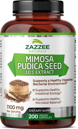 [BRSWGAIOBYPR4HIY] Zazzee Mimosa Pudica Seed 10:1 Extract, 200 Vegan Capsules, 1100 mg, 3+ Month Supply, Potent 10:1 Extract, Non-GMO and All-Natural