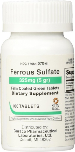 [BRSWIZYZOMHBA3DK] Comprimés de suppléments de fer de sulfate ferreux, 100 Nombre