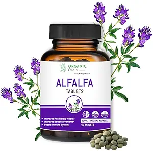 [BRSRAATYBYFGM3Q3] Alfalfa Medicago Sativa Tablets, 60 Tablets, Improves Respiratory Health and Bowel Movements, Boosts Immune System,Organic and Natural | Superfood Supplement | Vegan