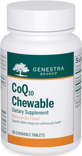 [BRSWI2YYOQOBCH3U] Genestra Brands CoQ10 Chewable | Coenzyme Q10 Supplement | 60 Chewable Tablets | Natural Blackcurrant Flavor