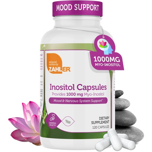 [BRSRMGT7B55QMCLL] Zahler Inositol Supplement Capsules 1000mg - Mood & Nervous System Support Supplements for Women - Hormone Balance & Healthy Ovarian Function - Kosher, Gluten Free, Dairy Free - 120 Count