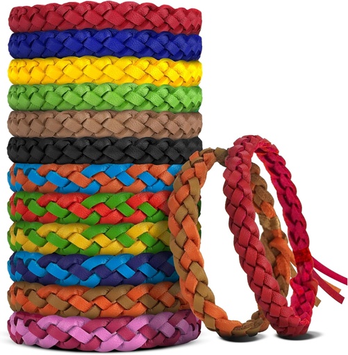 [BRSRAYAHDIBBS2QZ] Mosquito Repellent Bracelets, DEET-Free, Individually Wrapped PU Leather Insect & Bug Repellent Wrist Bands (Pack of 24)