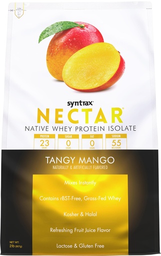 [BRSROGQHOJ5WEYL5] Syntrax Nutrition Nectar,100% Whey Protein Isolate Powder, Refreshing Fruit Juice Flavor, Tangy Mango, 2 lbs.