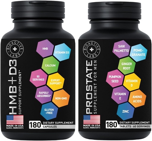 [BRSROCAZB4FBYFY3] Advanced HMB Plus Vitamin D3 and Prostate Supplements for Men Bundle