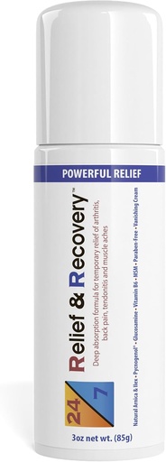 [BRSROZQOOYNRGF3F] 24/7 Relief & Recovery Pain Relief Roll On - 3 Ounce - Muscle Pain Relief Cream, Joint Pain Relief, Bursitis Pain Relief, Sciatica Pain Relief, Pain Relief for Feet, Topical Pain Reliever