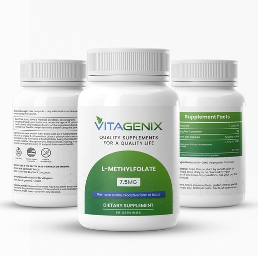 [BRSROBT2AF7AMH3K] L-Methylfolate - Optimized & Highly Bioactive Methyl Folate Supplement for Mood & Immune Support - Professional Strength Active 5-MTHF Form - 1mg - Capsules (7.5 Mg)
