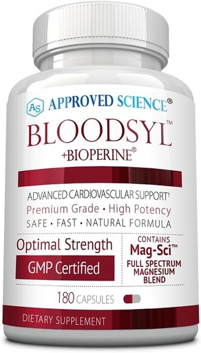 [BRSROZAEOQIAGCDK] Goedgekeurde Science Bloodsyl - Ondersteunt Blood Flow - Hawthorn Berry, Magnesium, BioPerine - Vegan - 180 Capsules - Verpakking van 1