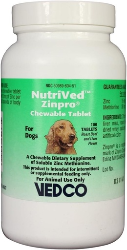 [BRSWKEI7AAGAECQ3] NutriVed ZinPro Chewable Tablets for Dogs (100 count)