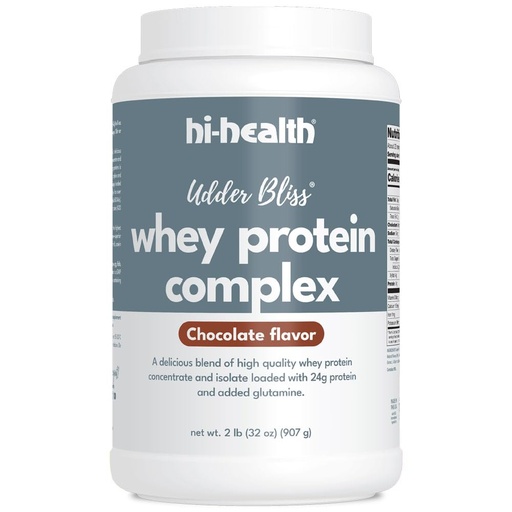 [BRSROCQQA4PRGCQ2] Udder Bliss Whey Protein Complex Powder, Blend of Bioavailable Whey Protein Concentrate and Isolate with Added Glutamine, Chocolate (2 Pounds)