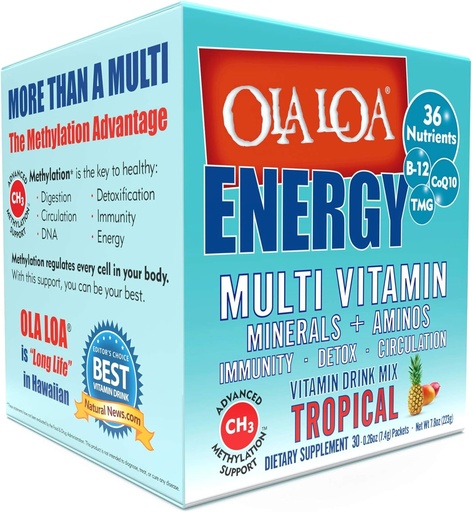 [BRSWIYTQA4PR4ET6] Ola Loa Energy Tropical Multitaminall - Amino Energy Puwder, Guten Free, Detox, Deary Free, Calcine Lliure - Les teves vitamines per als Rigors de la vida Daily - 30 paquets (8.25oz)