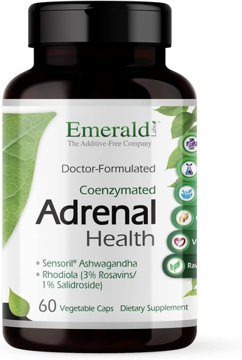 [BRSWIYIRB4EAOAI7] EMERALD LABS Adrenal Health - Stress Relief, Energy Support & Restorative Sleep with Sensoril Ashwagandha, B Vitamins, Rhodiola & More* - Gluten-Free - 60 Vegetable Capsules (30-Day Supply)