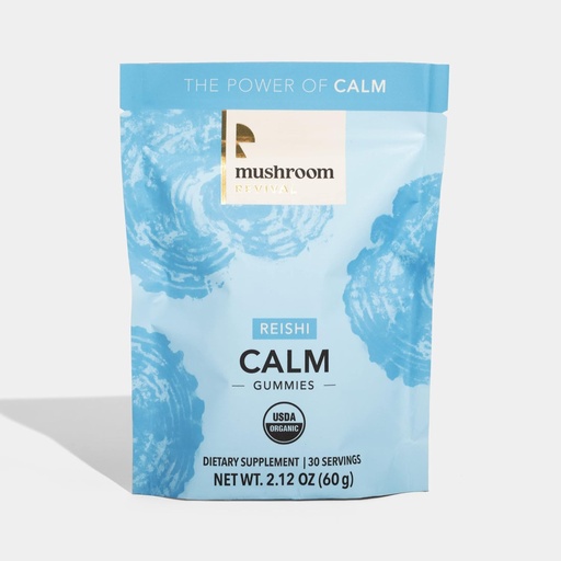 [BRSW2HAECMIB4DI4] Mushroom Revival, Organic, Reishi Calm Gummies, 2.12 Ounces, Non-GMO, Vegan, Gluten Free, Keto, Dairy Free