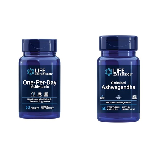 [BRSRAYIKDEIBMALX] Life Extension One-Per-Day Multivitamin 60 Tablets and Optimized Ashwagandha 60 Capsules Bundle