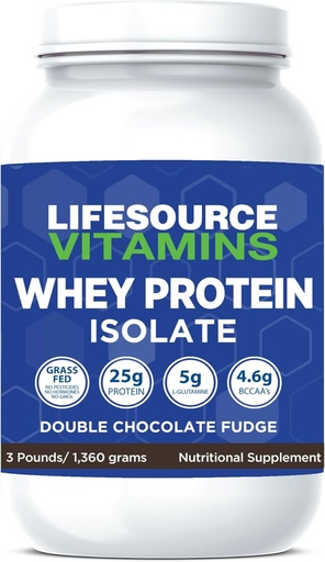 [BRSWIFYQCMMA2CD4] LifeSource Vitaminas 3 lb - EUA Dairy Vacas Grass Feed Whey Protein Isolate - Duplo Chocolate Fudge adoçado w/Stevia - 3 lb Pó