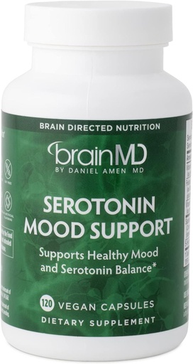 [BRSWI2YTDMGQCDDM] BrainMD Dr Amen Serotonin Mood Support - 120 Kapsler - Støtter sunn serotoninbalanse - Glutenfri - 30 Services