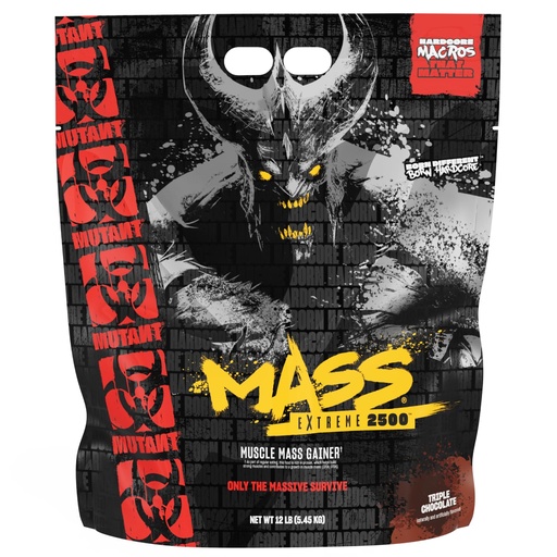 [BRSW2FD4BF4GMEL2] Mutant Mass Extreme 2500 - High Calorie Mass Gainer Whey Protein Powder with Creatine & Amino Acids - Muscle Building & Weight Gain for Hard Gainers - Triple Chocolate 12 lbs