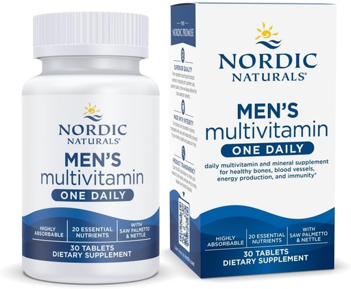[BRSROEAHBYBWACL2] Naturales nórdicos Multivitamina One Daily - Bono, Energía, & Sangre-Vessel Support - Suplemento de inmunidad - 20 Nutrientes esenciales - 30 Tablas - 30 Serviciones