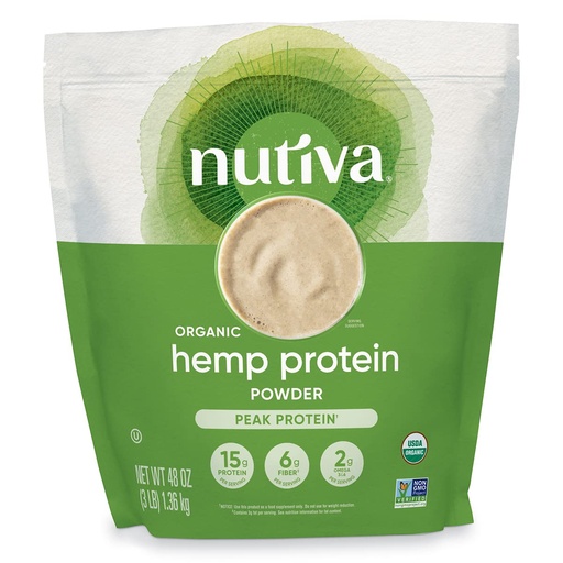 [BRSWIYYGBMIWKA3U] Nutiva Organic Cold-Pressed Raw Hemp Seed Protein Powder, Peak Protein, 3 Pound, USDA Organic, Non-GMO, Whole 30 Approved, Vegan, Gluten-Free & Keto, Plant Protein with Essential Amino Acids