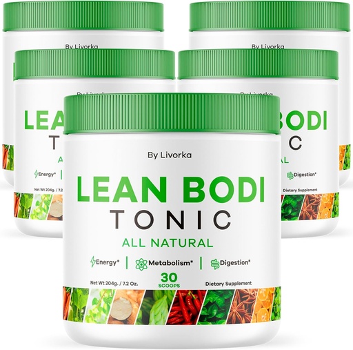 [BRSRAFIEBYFGAGTG] LIVORKA Lean Bodi Tonic, All Natural Advanced Formula Powder, 150 μερίδες για 5 μήνες, πακέτο των 5