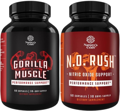 [BRSW2HANDMNBGFLF] Bundle of Extra Strength Testosterone Booster with Horny Goat Weed Maca Root Tongkat Ali & Saw Palmetto Extract & Nitric Oxide Pills for Men with L-Arginine L-Citrulline Amino Acids for Muscle Growth