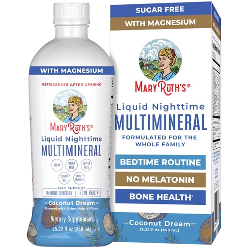 [BRSROBIKO4CRGCLA] MaryRuth's Liquid Nighttime Multimineral | No Melatonin | Bedtime Routine | Magnesium Citrate | Calcium | Zinc | Vitamin D3| Available in 4 Flavor - Vegan | Sugar Free | Gluten Free | 15.22 Oz