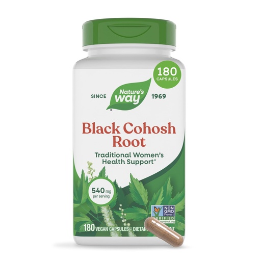 [BRSWIEIYOQMQYALI] Nature's Way Herbs Black Cohosh Root Capsules, Traditional Women’s Herbal Supplement*, Cimicifuga Racemosa Root, Non-GMO Project Verified, Vegan Capsules, 180 Count