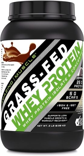 [BRSW2ZIPAVYWGET6] Amazing Muscle Grass-Fed Whey Protein Supplement | 25 G per Serving | Cookies & Cream Flavor | 2 Lb (0.90 Kg) | Non-GMO | Gluten-Free | Made in USA