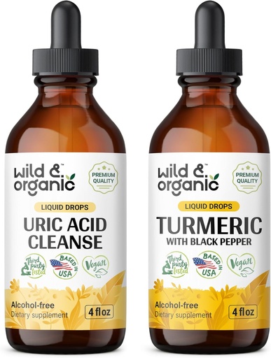 [BRSRAGITPIORM3T2] Wild & Organic Uric Acid Cleanse Tincture 4 fl oz & Turmeric Tincture 4 fl oz