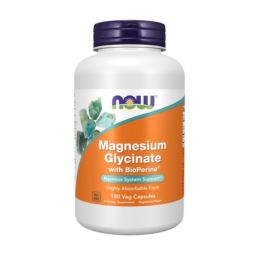 [BRSRAZIRDJ7B63LZ] Now Supplements, Magnesium Glycinate with BioPerine, 180 Veg Capsules