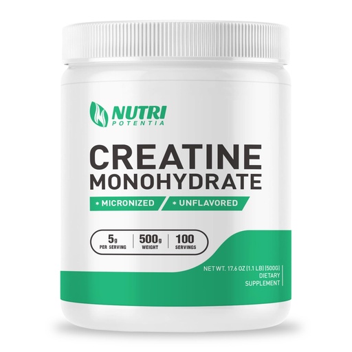 [BRSROZ36CQCBAAIY] Creatine Monohydrate Powder 500g, Pure Micronized Creatine Supplements for Men and Women Building Muscle, Pre & Post Workout Supplements, Vegan, Unflavored - 100 Servings (1.1Lb)