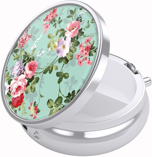 [BRSW22TQPIBAK3T7] Nipichsha Pill Box, Small Pill Case for Purse & Pocket, Cute Travel Medicine Organizer, Portable Medicine Container Holder to Hold Vitamins, Medication, Fish Oil & Supplement, Graceful Peony