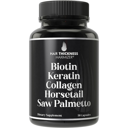 [BRSROZQYOYMGMEQ3] Biotin (5000mcg), Keratin, Collagen, Horsetail, Saw Palmetto – 5-in-1 Hair Growth Supplement & Vitamins for Women & Men, DHT Blocker Capsules for Thinning - Hair Growth Vitamins