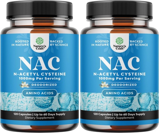 [BRSROHAZDIBQAD37] NAC Supplement N-Acetiny Cysteine 1000mg - High Absorption Nation National NAC 1000 capsolules Gluatione precces for feer Detox & ซ่อมแซมและติดตั้ง Plus Profile Health and Imunitys (4 เดือน)