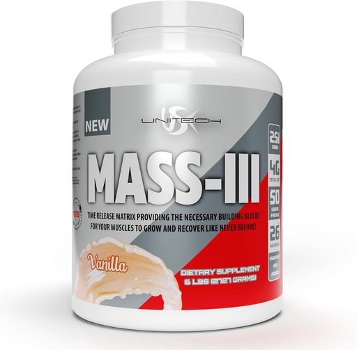 [BRSRAGTQCMIQYEIU] Unitech USK Mass Vanilla Powder | Absorbable Mass Gainer Supplement | Rich in Protein, Vitamins, & Minerals | Protein Isolate & Concentrate | Supports Muscle Growth & Recovery | Vanilla Flavor, 96oz