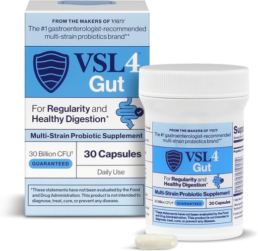 [BRSRAZLYBMIAOYDJ] VSL4® Gut Daily Probiotics for Gut Health - 30B CFUs, Multi-Strain Digestive Support for Women & Men, Promotions Gut Balance & Regularity, Potent, Probiotic Supply, 30 капсули
